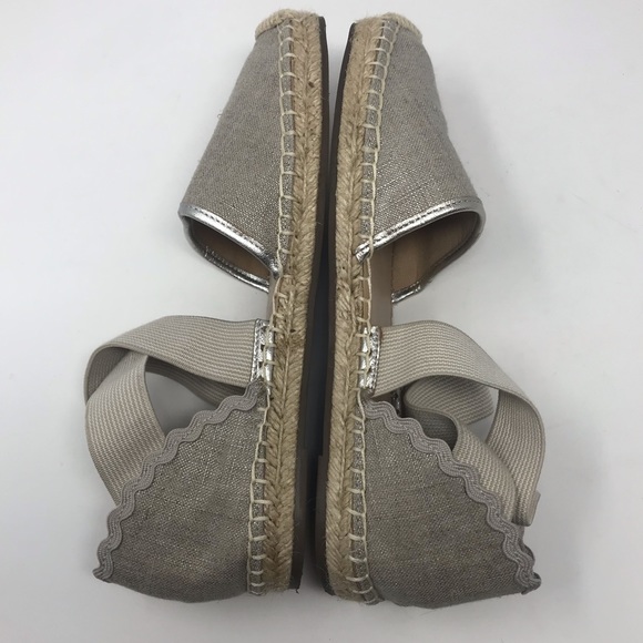 Lands End Silver Beech Cross Strap Espadrilles Flats Women Sz 8.5 - Picture 2 of 10